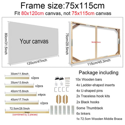 30x40 40x50 60x90cm Canvas Frame Wooden Frames Wooden Photo Oil Painting Canvas Diamond Painting Frames Canvas Wood Wall Frame