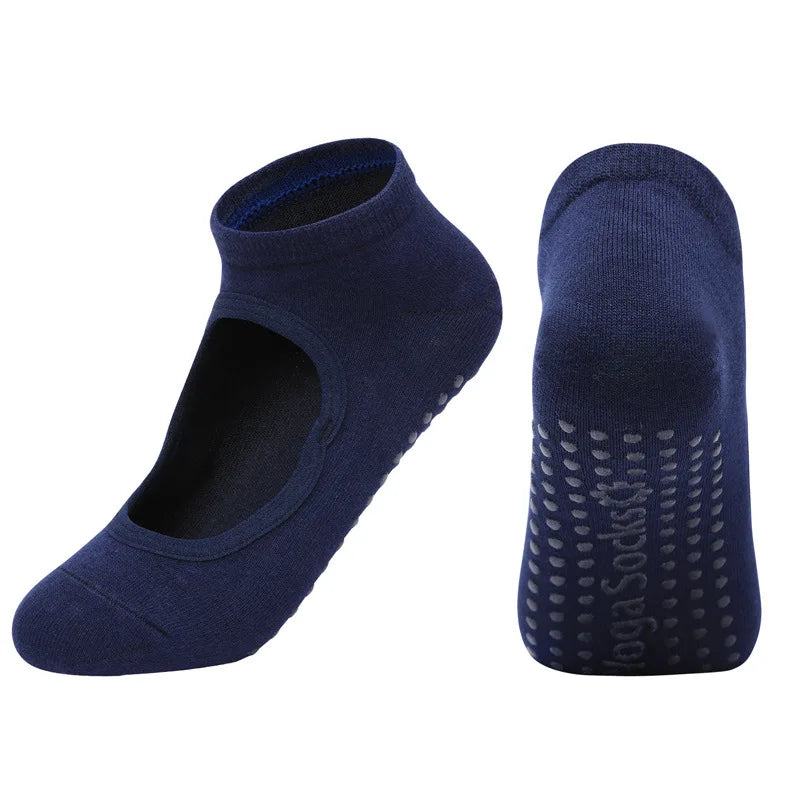 Silicone Non-slip Yoga Socks Backless Breathable Cotton Indoor Dance Sports Socks Casual Solid Color Professional Pilates Socks