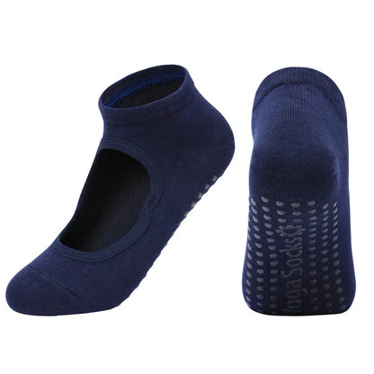 Silicone Non-slip Yoga Socks Backless Breathable Cotton Indoor Dance Sports Socks Casual Solid Color Professional Pilates Socks