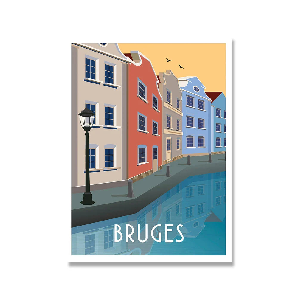 France Paris Florence Hawaii Milan Bruges Famous City Travel Poster Canvas Painting Landscape Wall Art Living Room Home Decor
