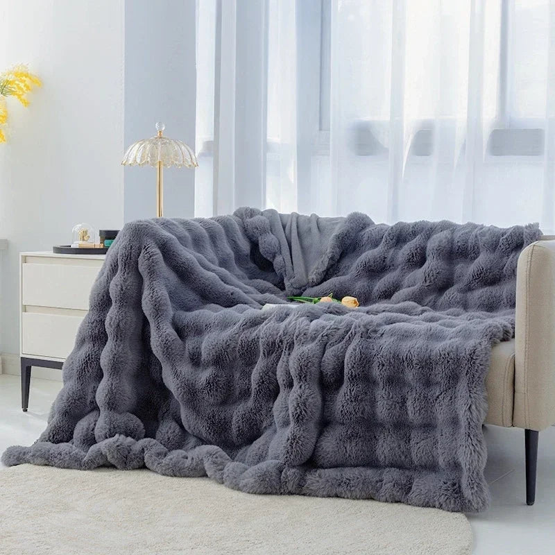 Imitation Rabbit Fur Plush Blanket Winter Warmth Super Comfortable Blanket Bed Luxury Warm Sofa Cover High Quality Throw Blanket