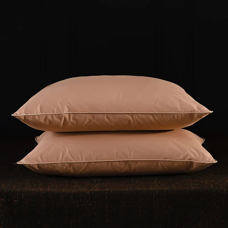 2pcs White Goose Down Feather Pillow for Sleeping Soft Bed Pillow with 100% Cotton Shell Standard Queen Size Back, Side Sleeper