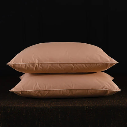 2pcs White Goose Down Feather Pillow for Sleeping Soft Bed Pillow with 100% Cotton Shell Standard Queen Size Back, Side Sleeper