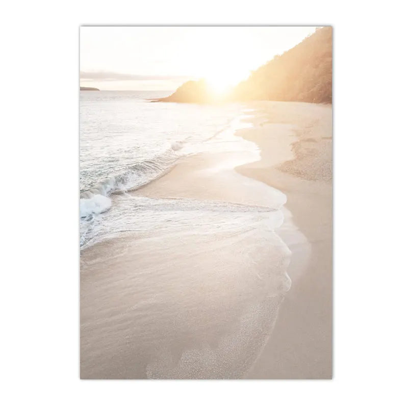 Modern Scenery Landscape Poster Coconut Reed Shell Beach Art Canvas Painting Palm Leaves Print Nordic Wall Pictures Home Decor