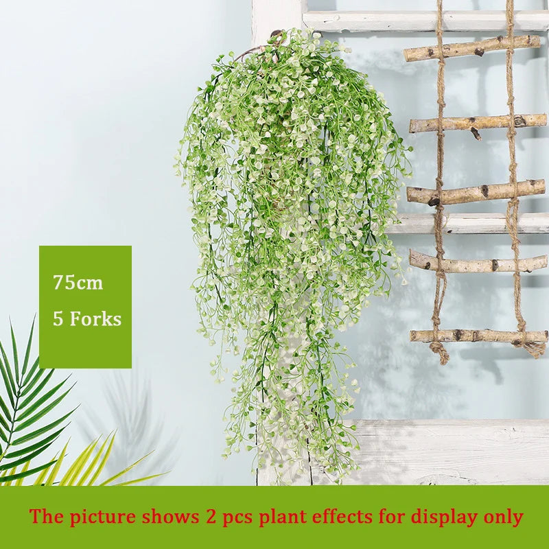Dlight Decor 75cm Hanging Golden Bell Willow Vine with 5 Forks for Wall and Garden Decor