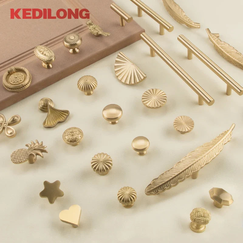 Minimalist solid brass cabinet pulls & handles