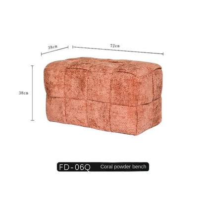MOMO Chenille Mesh Red Woven Bench Short Stool Shoe Changing Stool Living Room Sofa Stool Household Small Stools