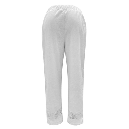 Cotton Lace Cropped Pants - Streetwear