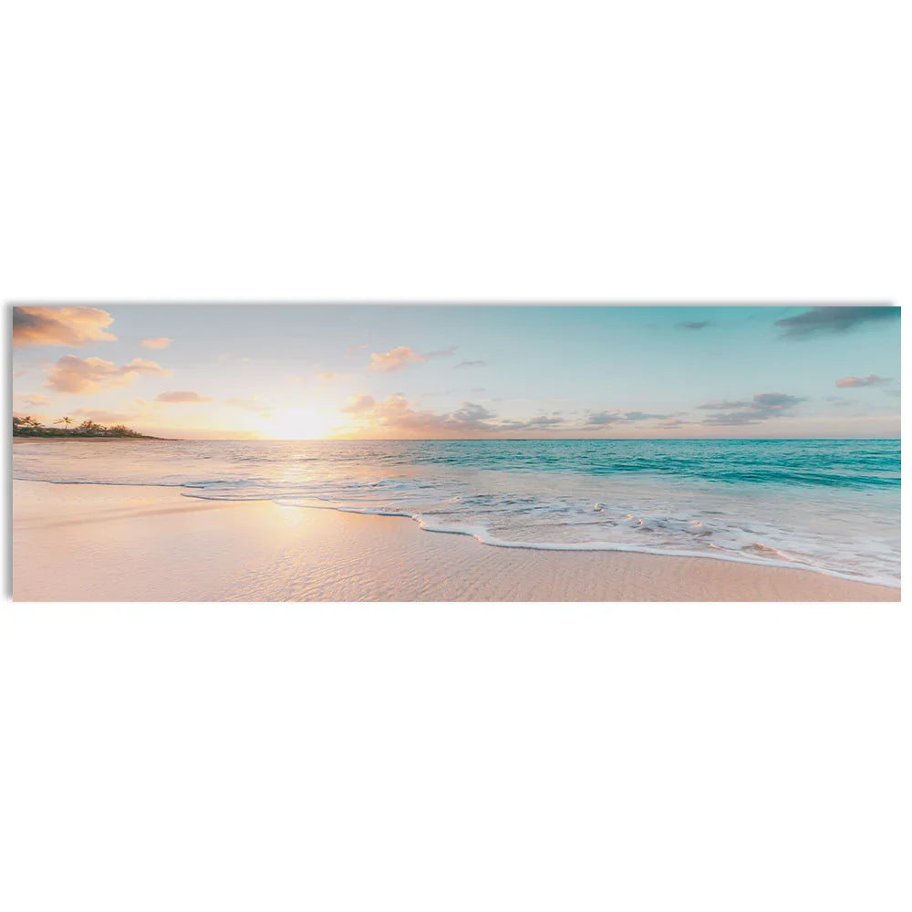 Nature Seascape Posters and Prints Modern Sea Wave Beach Sunset Canvas Painting Wall Art Pictures for Room Decoration