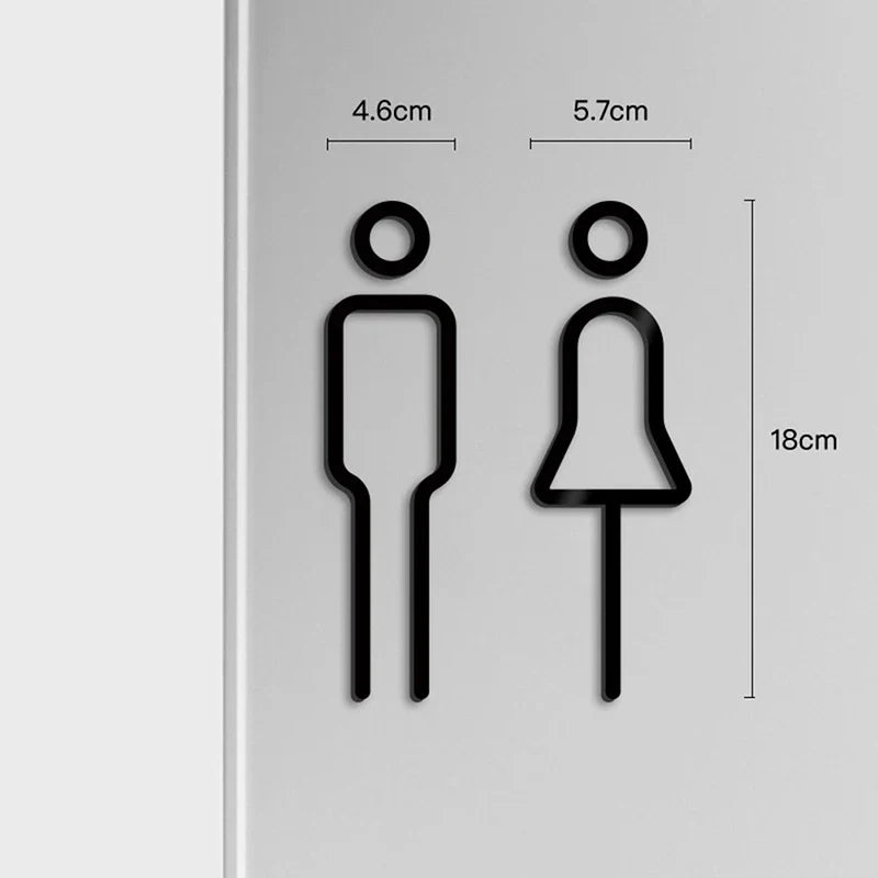 Black Gold Color Toilet Sign Plate Brass Wash Room Door Wall Label Sticker Wc Holder Signage Board
