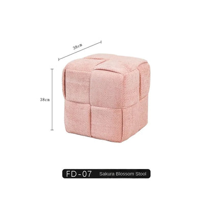 MOMO Chenille Mesh Red Woven Bench Short Stool Shoe Changing Stool Living Room Sofa Stool Household Small Stools