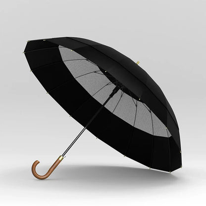 Large Windproof Umbrella 16K Wooden Handle, Big Size Golf Long Umbrella Strong, Japanese Style Wood Rain Umbrella