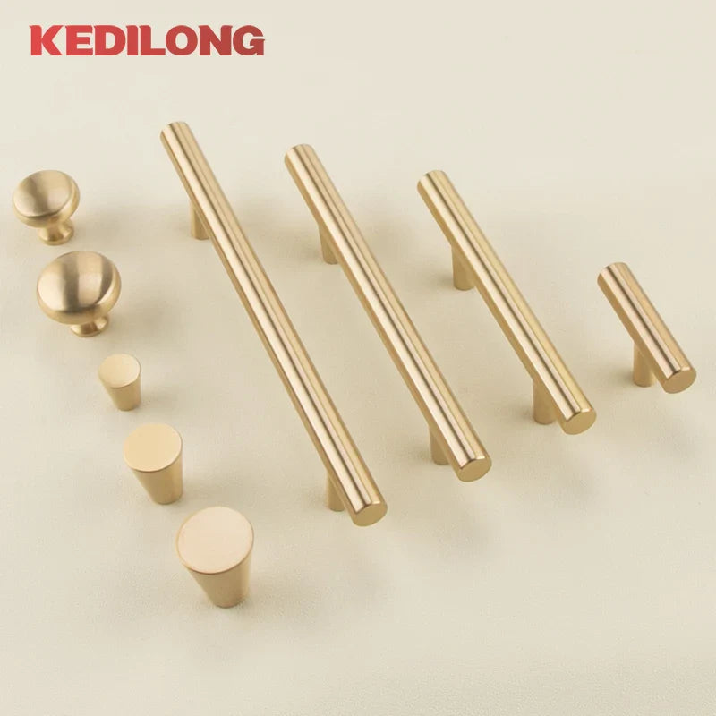 Minimalist solid brass cabinet pulls & handles