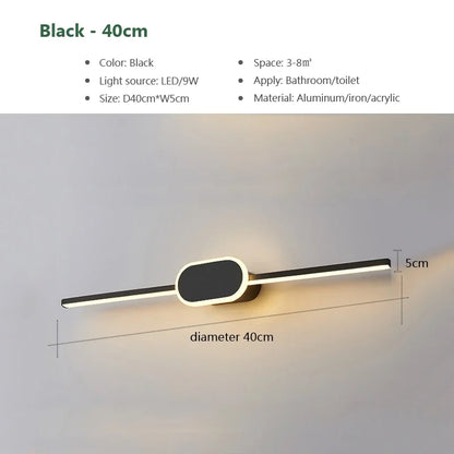 Modern Luxury Bathroom Wall Lamp Black White Aluminum LED Strip Mirror Lamp Bathroom Lamp Simple Bathroom Mirror LED Light