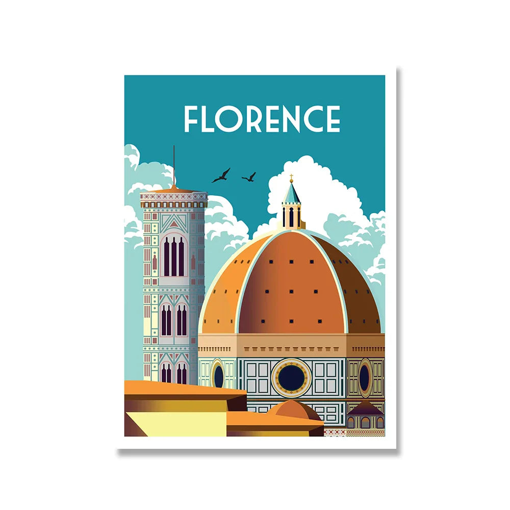 France Paris Florence Hawaii Milan Bruges Famous City Travel Poster Canvas Painting Landscape Wall Art Living Room Home Decor