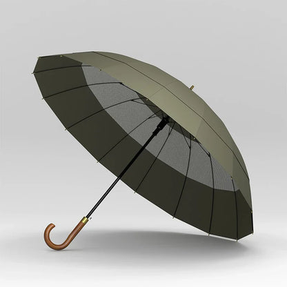 Large Windproof Umbrella 16K Wooden Handle, Big Size Golf Long Umbrella Strong, Japanese Style Wood Rain Umbrella