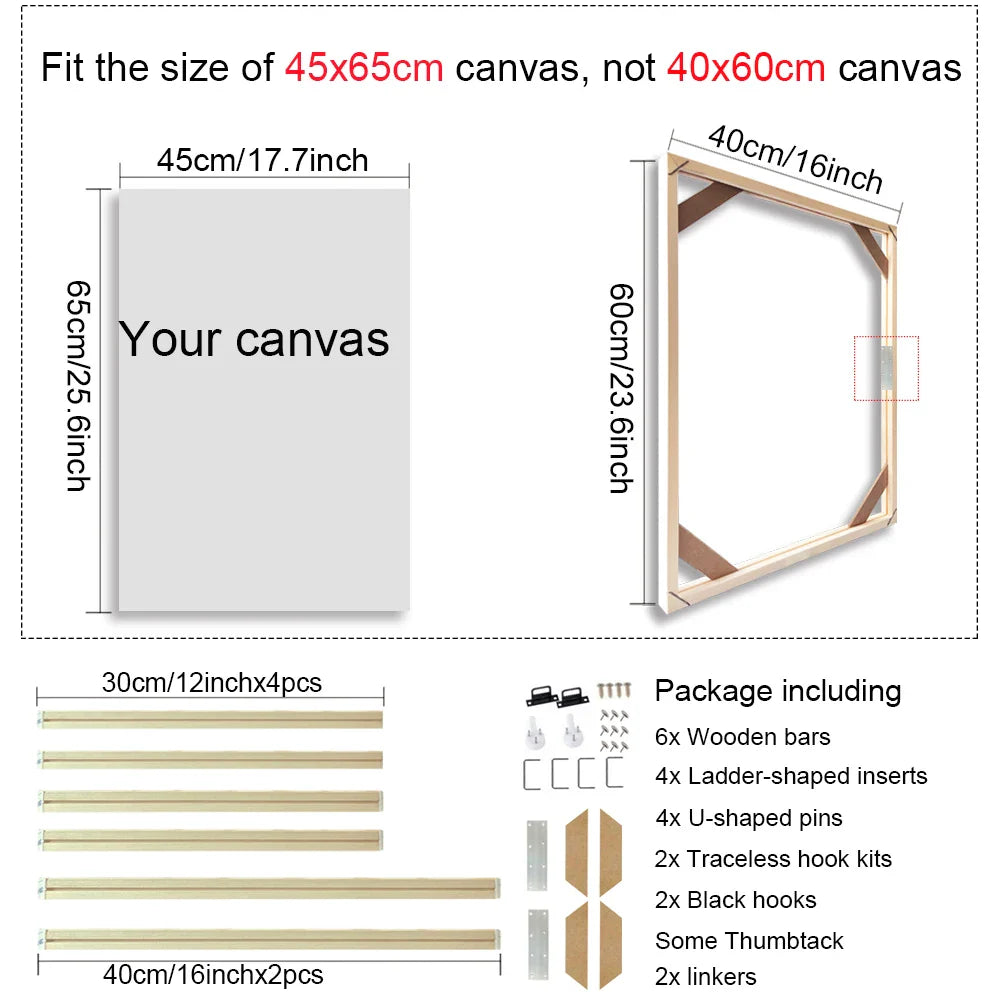 30x40 40x50 60x90cm Canvas Frame Wooden Frames Wooden Photo Oil Painting Canvas Diamond Painting Frames Canvas Wood Wall Frame
