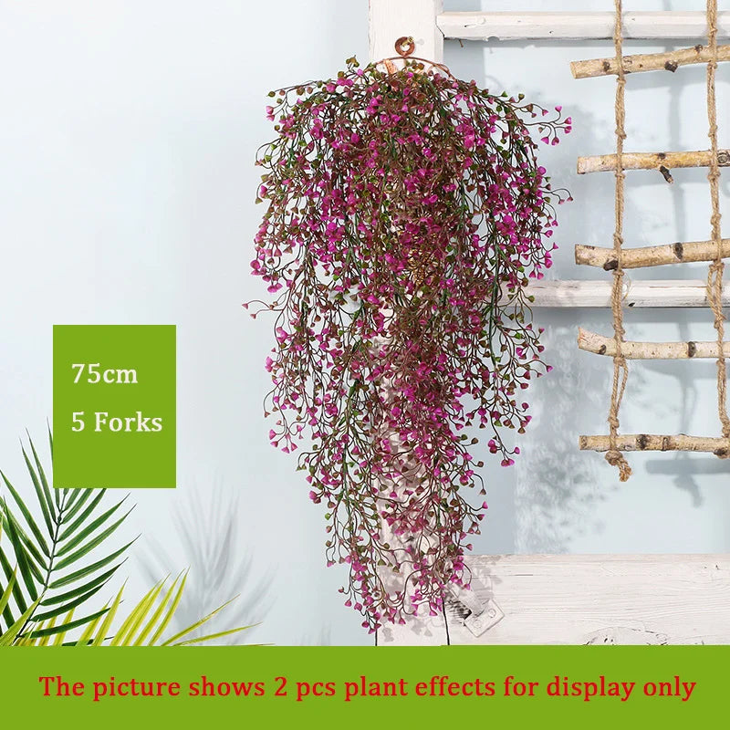 Dlight Decor 75cm Hanging Golden Bell Willow Vine with 5 Forks for Wall and Garden Decor