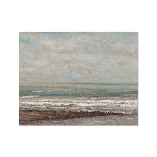 Vintage Seascape Canvas Painting Coastal Landscape Wall Pictures Pastel Beach Art Prints Living Room Farmhouse Nautical Decor