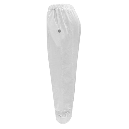 Cotton Lace Cropped Pants - Streetwear