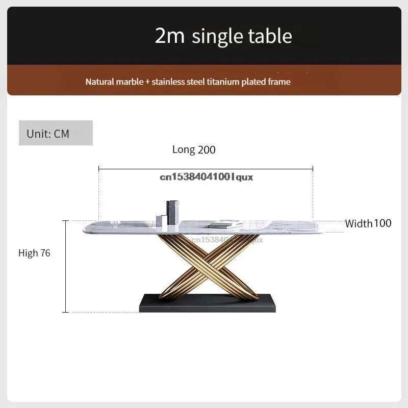 Modern Dining Table With Stainless Steel Finish Black White Desk Top For Six People Home Rectangle Luxury Marble Kitchen Table
