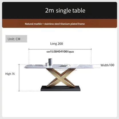 Modern Dining Table With Stainless Steel Finish Black White Desk Top For Six People Home Rectangle Luxury Marble Kitchen Table