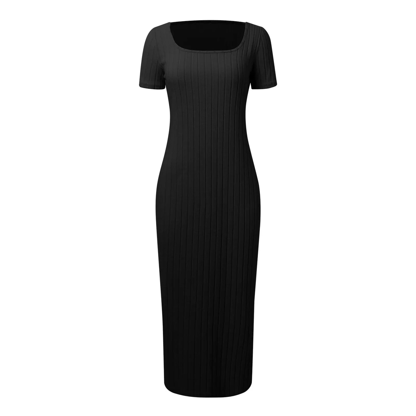 Plus Size Square Neck Bodycon Midi Dress