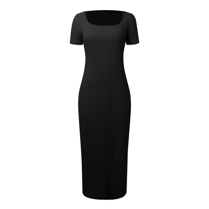 Plus Size Square Neck Bodycon Midi Dress