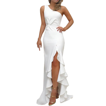 Slash Neck Ruched Bodycon Evening Dress