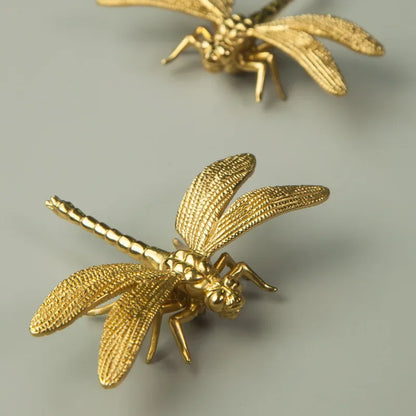 Nordic Gold Dragonfly Single Hole Brass Furniture Handle Luxurious Kitchen Drawer Handles Hardware Dresser Cabinet Pulls
