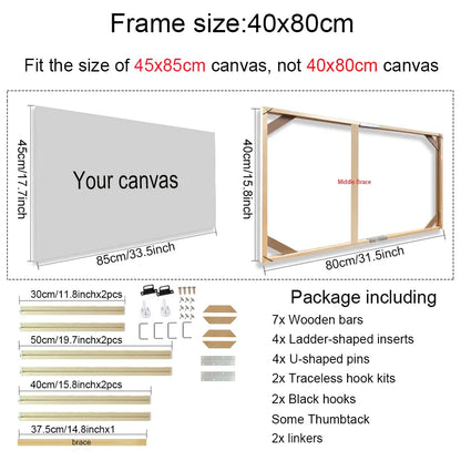 30x40 40x50 60x90cm Canvas Frame Wooden Frames Wooden Photo Oil Painting Canvas Diamond Painting Frames Canvas Wood Wall Frame
