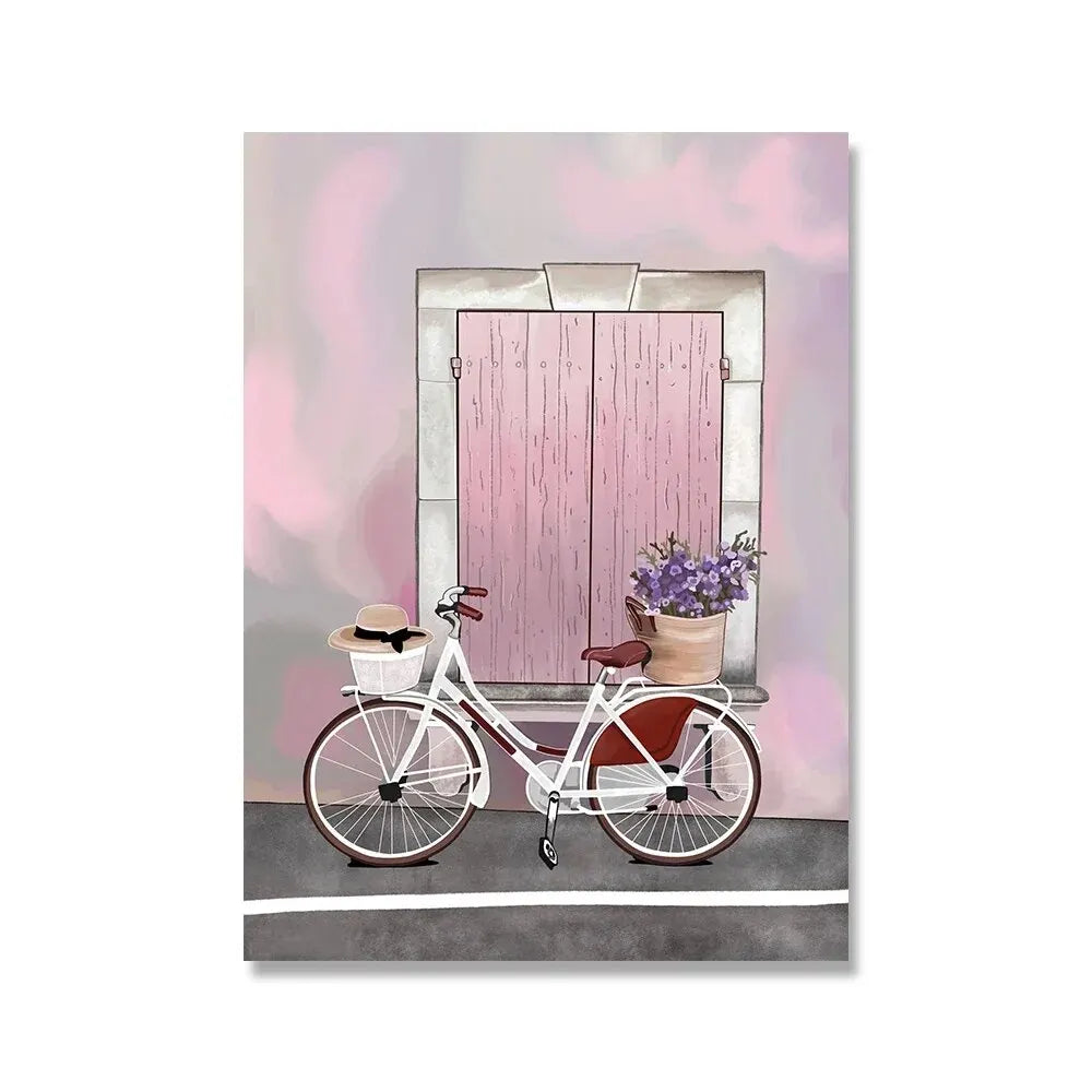 Flower and Plant Travel Greek Wall Art Poster Ocean Beach Canvas Painting Nordic Living Room Home Decoration Wall Painting