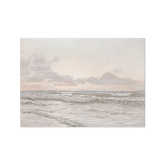Vintage Seascape Canvas Painting Coastal Landscape Wall Pictures Pastel Beach Art Prints Living Room Farmhouse Nautical Decor