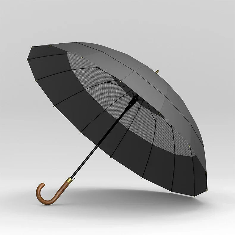 Large Windproof Umbrella 16K Wooden Handle, Big Size Golf Long Umbrella Strong, Japanese Style Wood Rain Umbrella