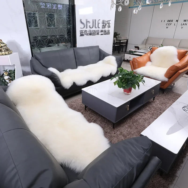 Real Sheepskin Rug Luxury Australian Soft Small Sheepskin Wool Carpet Mat Sofa Cushion Real Fur Blanket Floor Lambskin Carpet