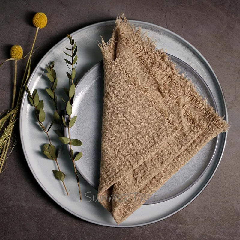 10pcs Large Napkins 41x41cm Rustic Cotton Gauze  Napkin Muslin Tea Towel Dinner Retro Cheesecloth Wedding Party Linen Decor