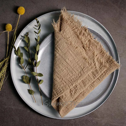 10pcs Large Napkins 41x41cm Rustic Cotton Gauze  Napkin Muslin Tea Towel Dinner Retro Cheesecloth Wedding Party Linen Decor