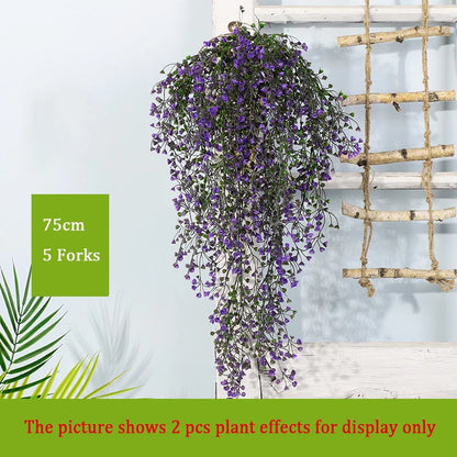 Dlight Decor 75cm Hanging Golden Bell Willow Vine with 5 Forks for Wall and Garden Decor