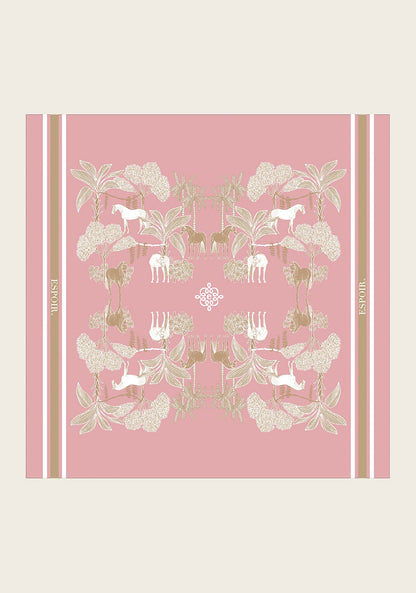  Island Horses on Rose Square Scarf