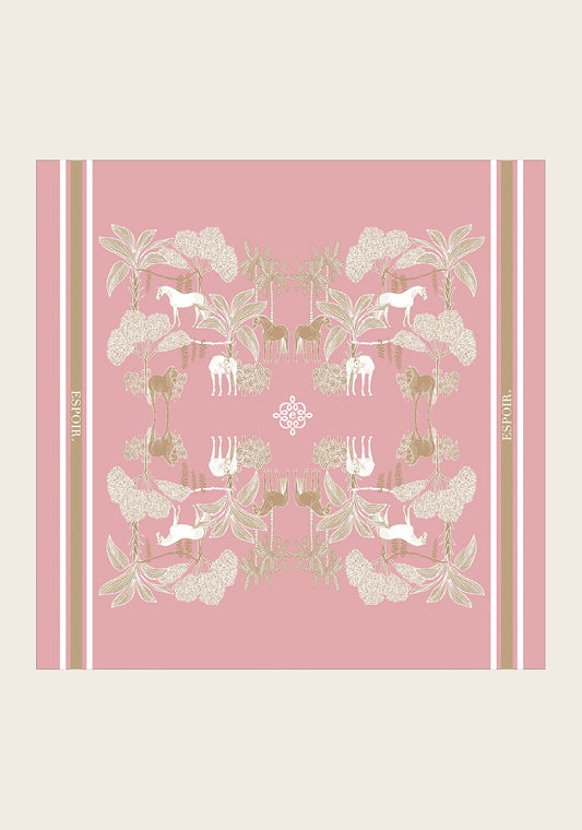  Island Horses on Rose Square Scarf
