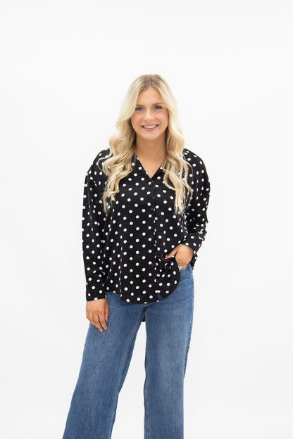 Kathryn Classic Button-Up, Polka-Dot