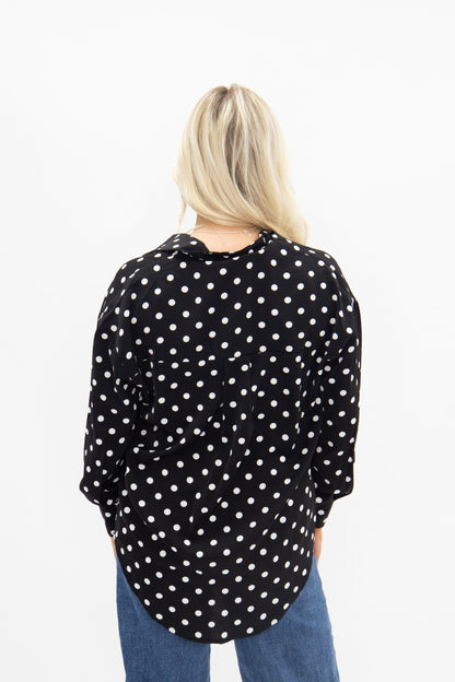 Kathryn Classic Button-Up, Polka-Dot