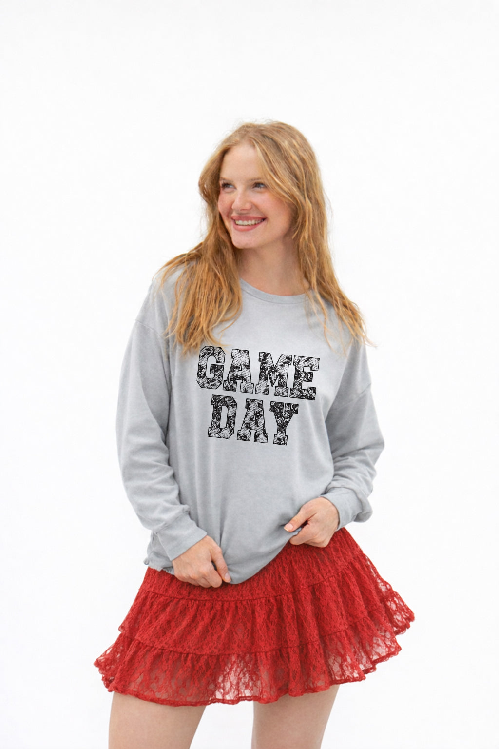 GAME DAY on Light Weight Sweatshirt, Grey