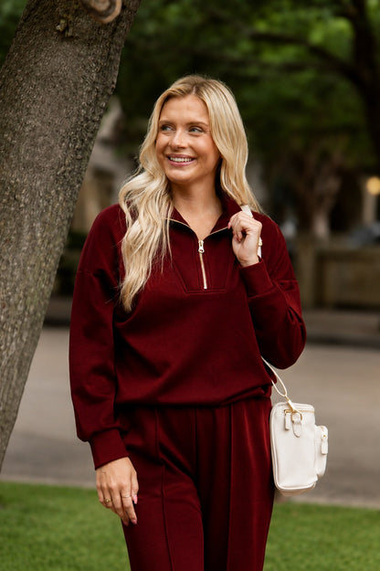 Butter Soft Quarter-Zip Top, Maroon