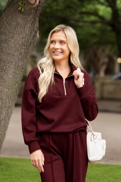 Butter Soft Quarter-Zip Top, Maroon