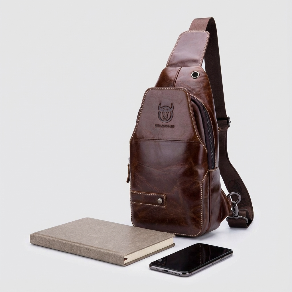 Men’s Leather Sling Bag – Professional Commute