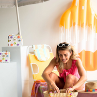 Beaded Beach Basket Tote