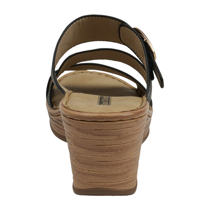 Women's Odalis Black Wedge Sandals with Buckle