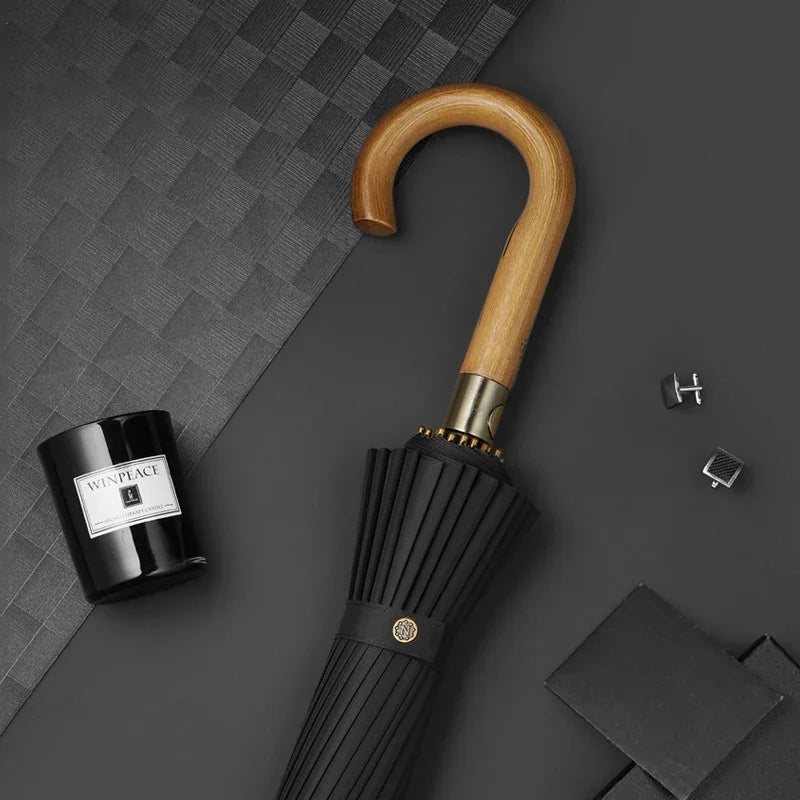 Large 24K Rain Umbrella Men Windproof Wood Long Handle Business Umbrella for Man Resistant Japanese Style Big Umbrella Outdoor