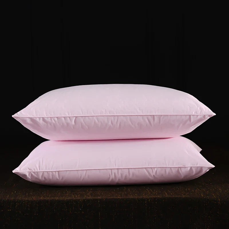 2pcs White Goose Down Feather Pillow for Sleeping Soft Bed Pillow with 100% Cotton Shell Standard Queen Size Back, Side Sleeper